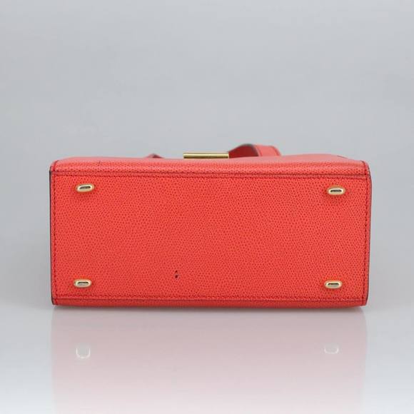 CELINE Hand Bag Leather Orange Gold Auth 97815 - Picture 5 of 16